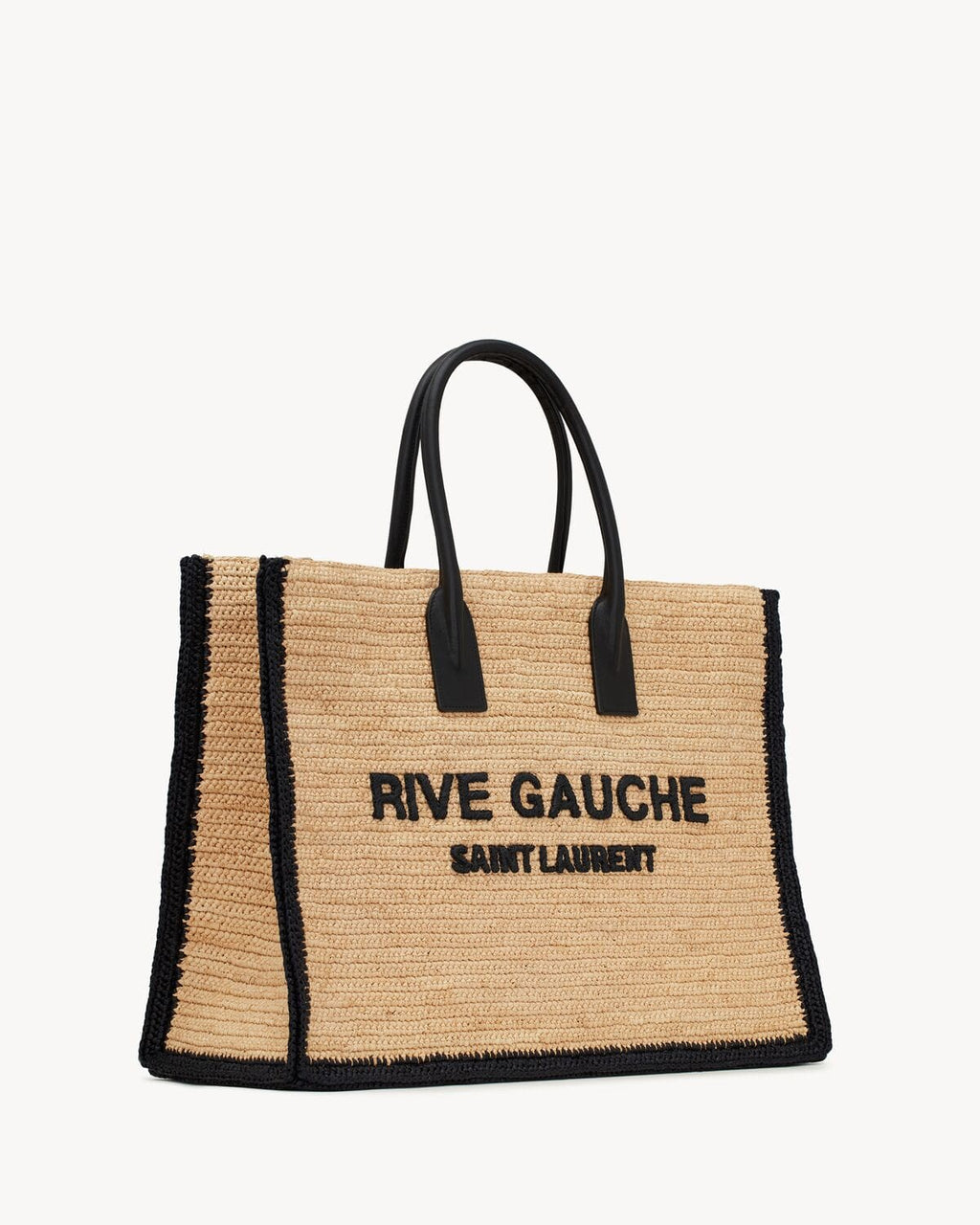 SAINTAURENT rive gauche tote bag in raffia and leather