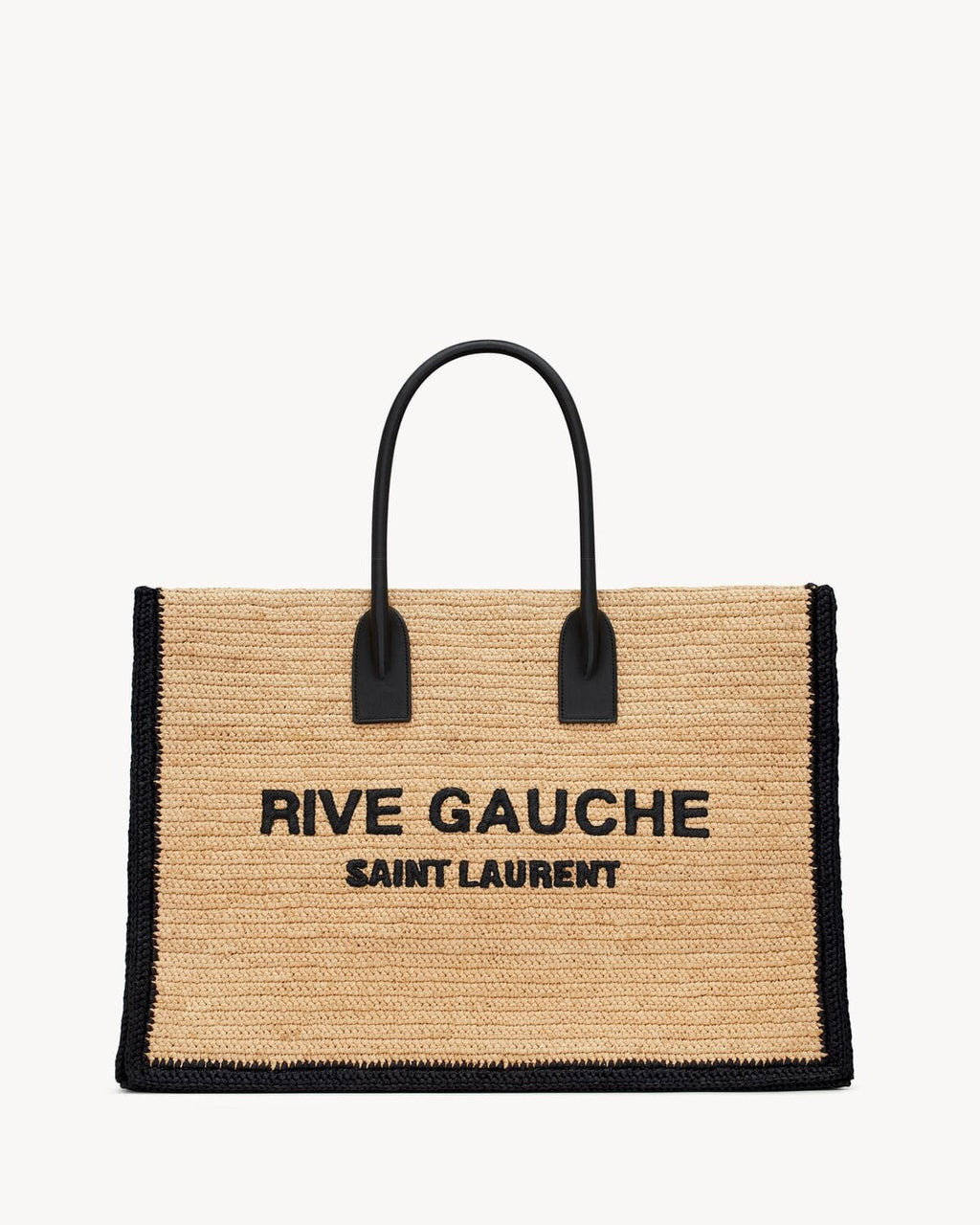 SAINTAURENT rive gauche tote bag in raffia and leather