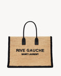 SAINTAURENT rive gauche tote bag in raffia and leather