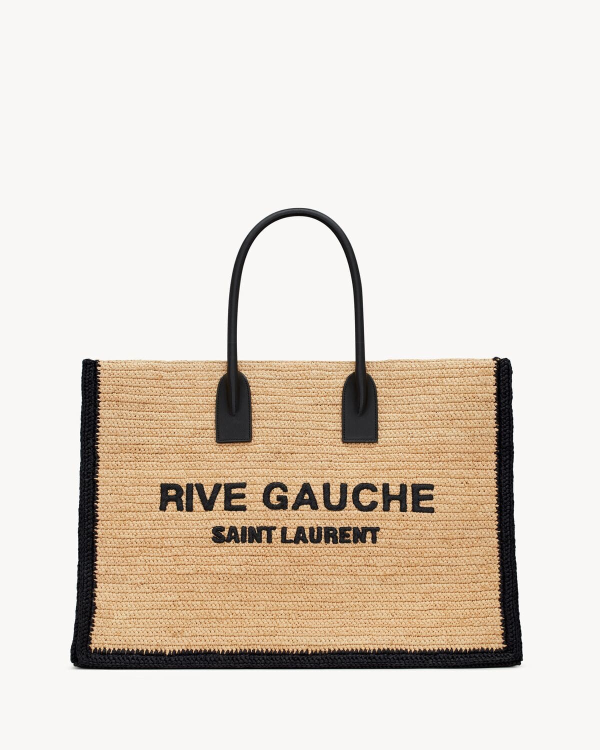 SAINTAURENT rive gauche tote bag in raffia and leather