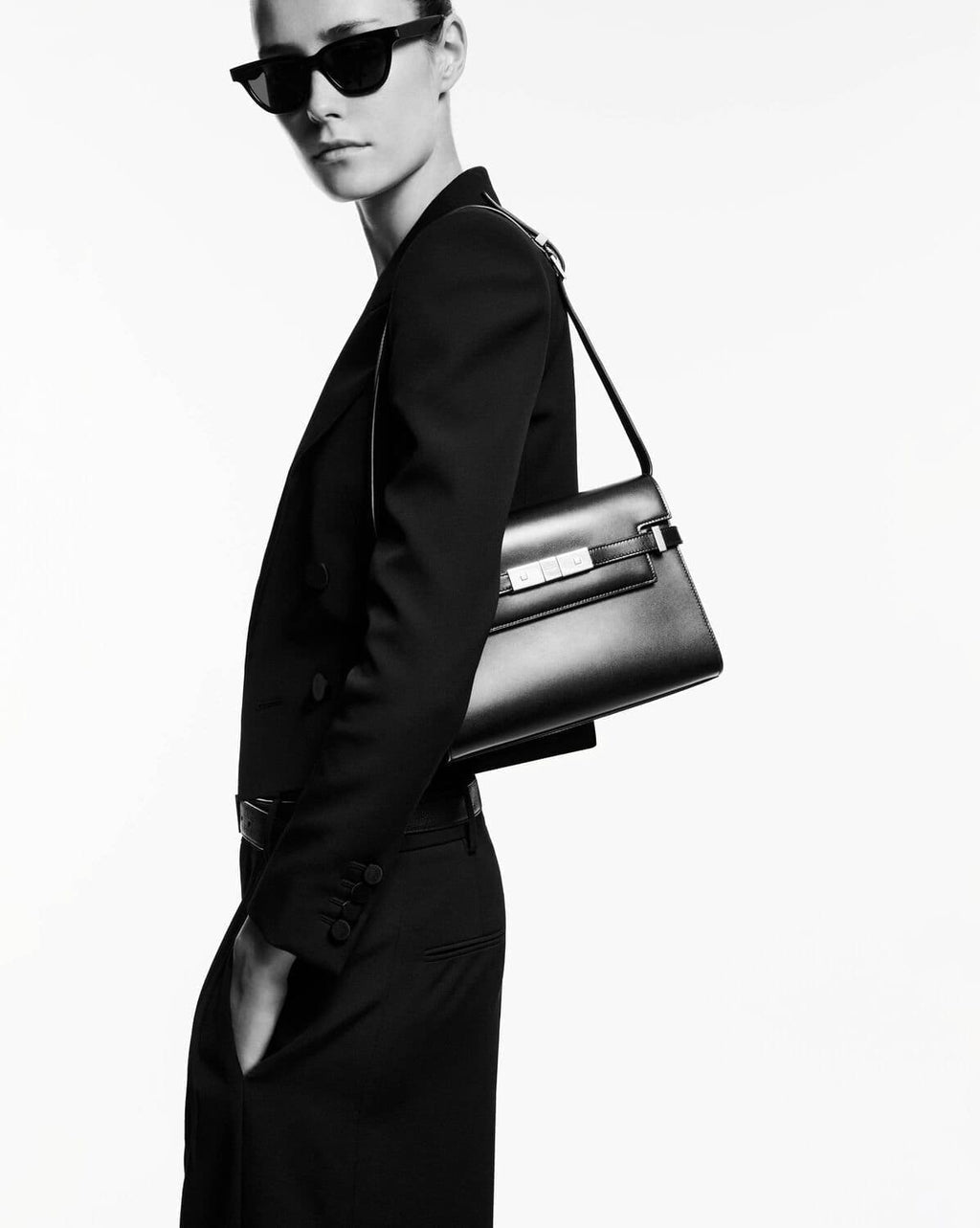 SAINT LAURENT MANHATTAN SMALL SHOULDER BAG IN BOX SAINT LAURENT LEATHER