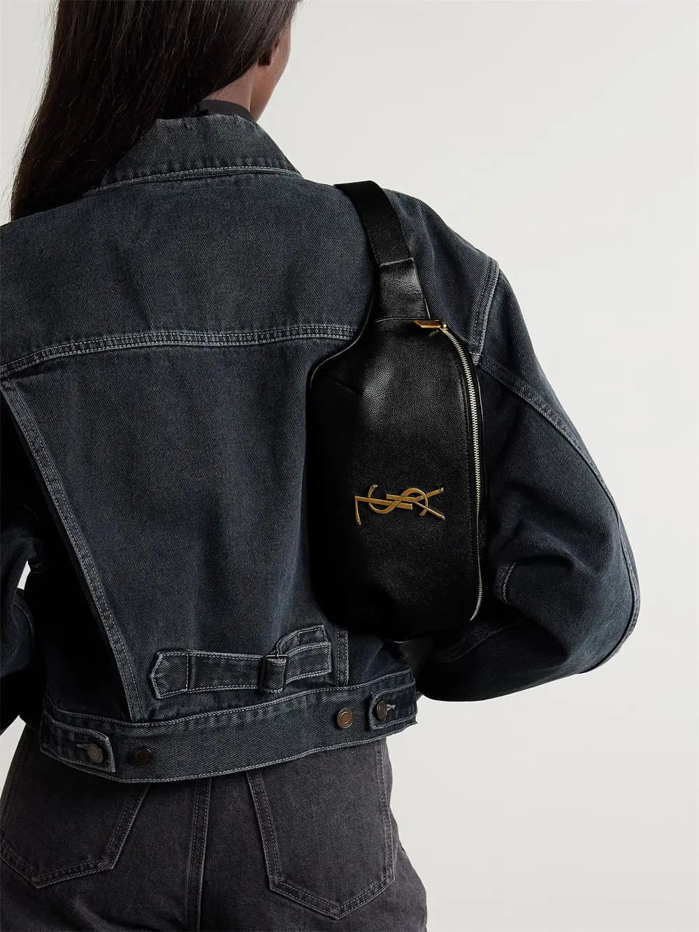 SAINT LAURENT Cassandre textured-leather belt bag