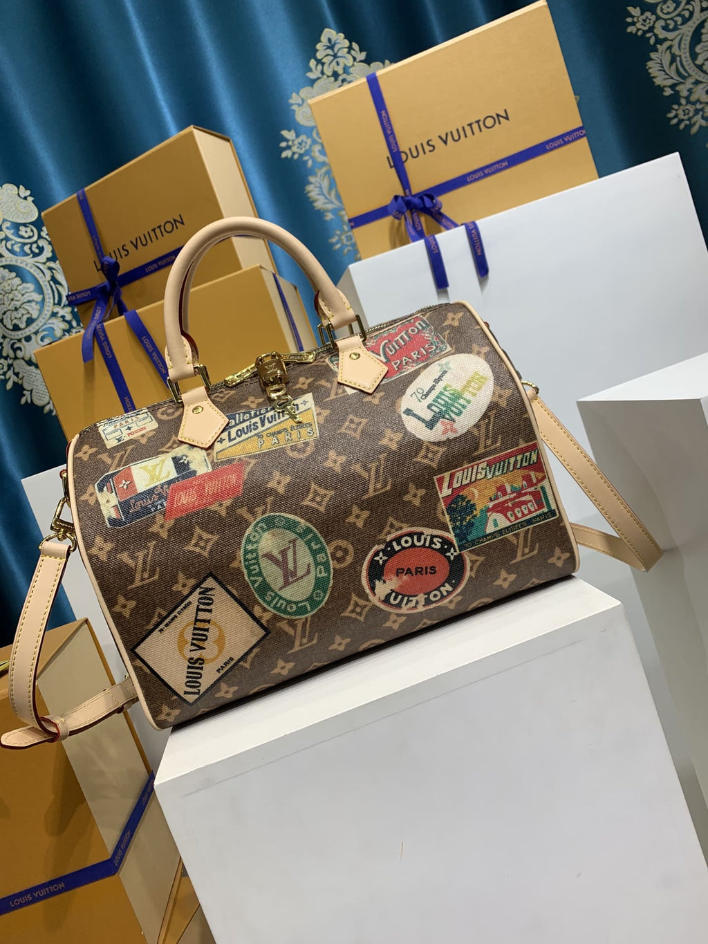 Louis Vuitton Monogram Hotel Labels Speedy Bandouliere 30