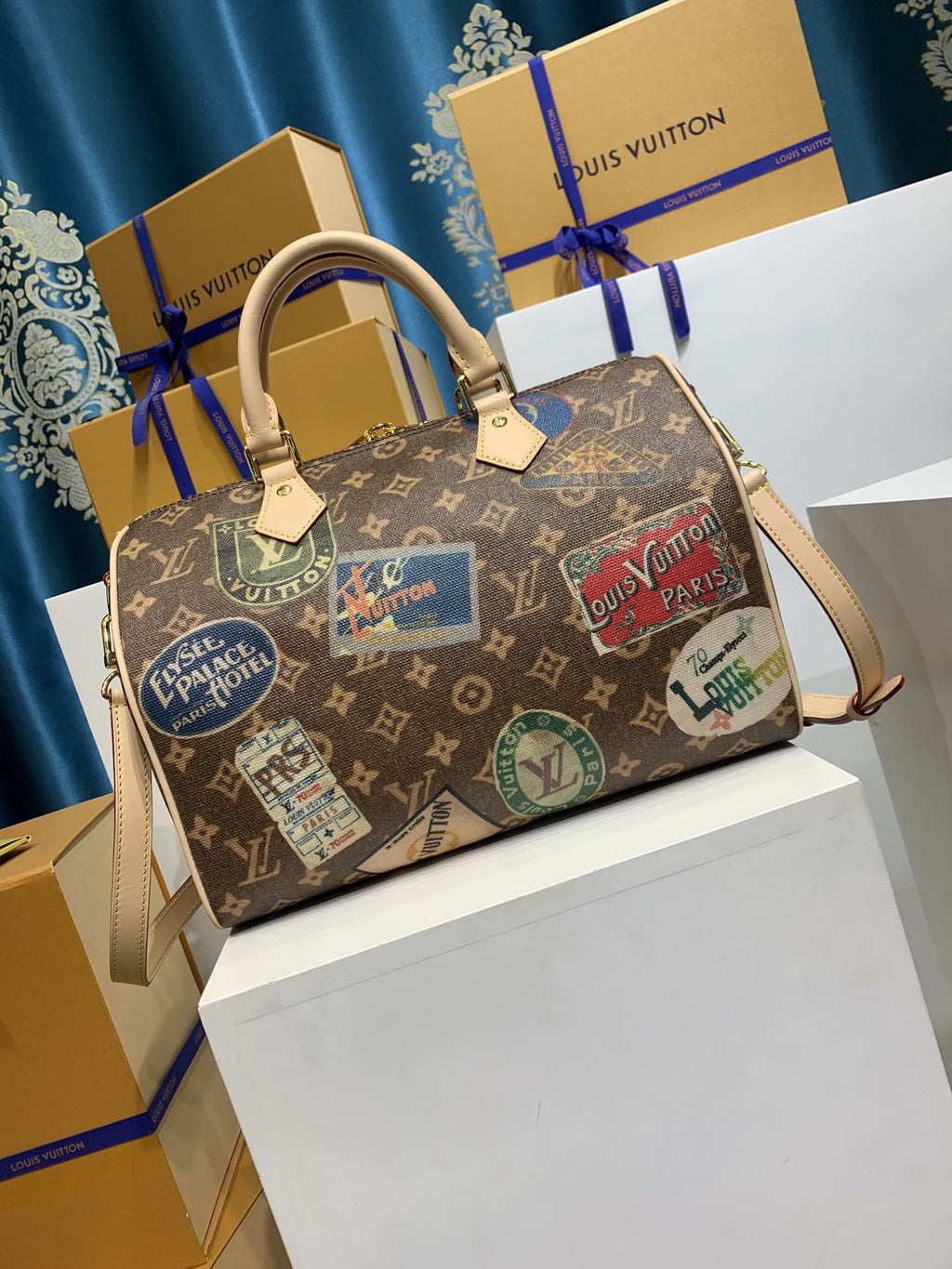 Louis Vuitton Monogram Hotel Labels Speedy Bandouliere 30