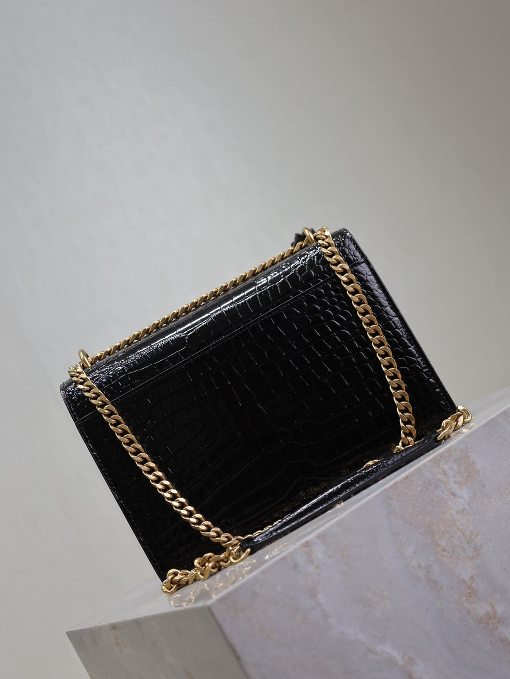 Saint Laurent Sunset Medium YSL Crossbody Bag-Croc-Embossed Leather