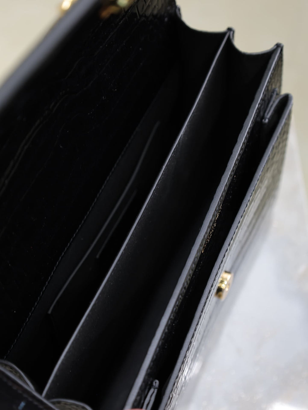 Saint Laurent Sunset Medium YSL Crossbody Bag-Croc-Embossed Leather