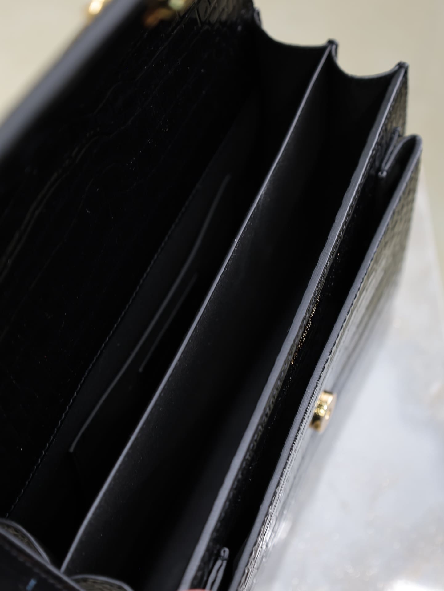 Saint Laurent Sunset Medium YSL Crossbody Bag-Croc-Embossed Leather