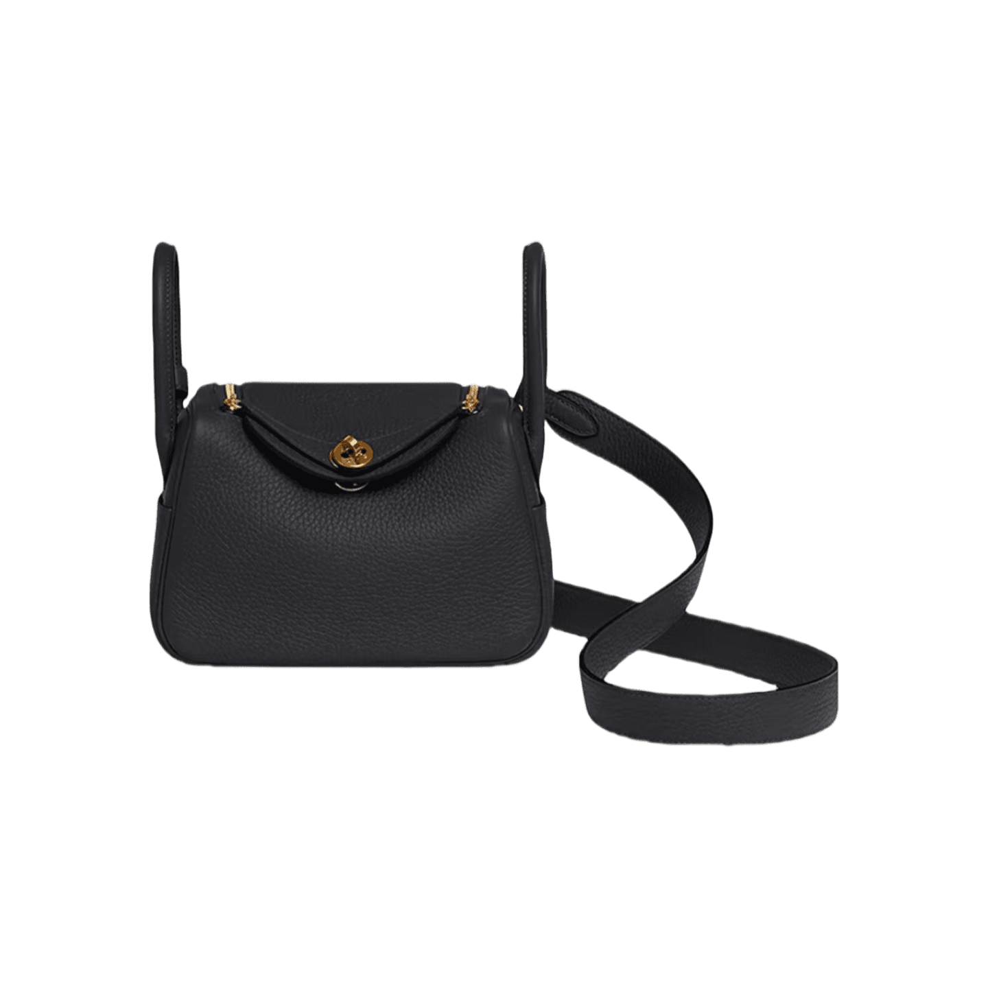 Hermès Mini Lindy Black Clemence Gold Hardware