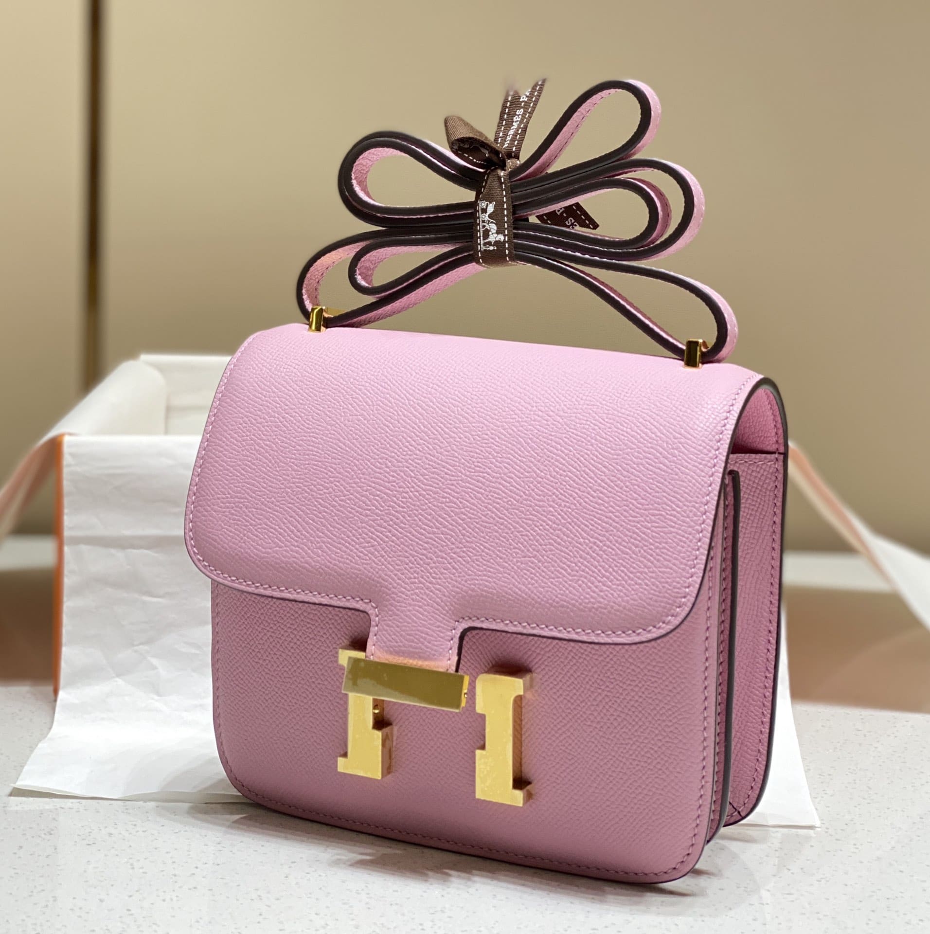 Hermès Constance 18 Mauve Sylvestre Epsom Rose Gold Hardware