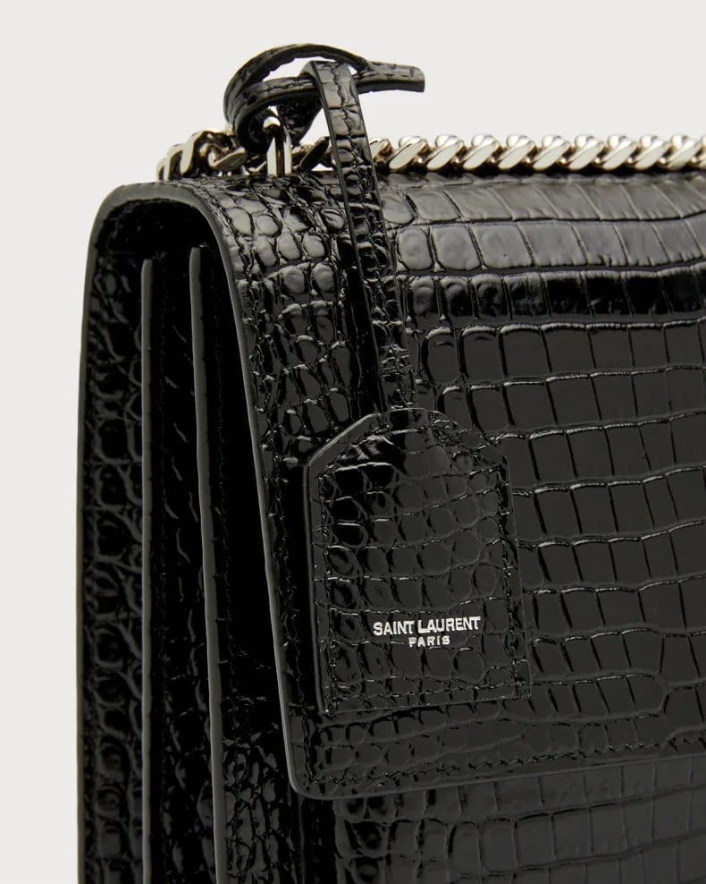 Saint Laurent Sunset Medium In Crocodile Embossed Shiny Leather