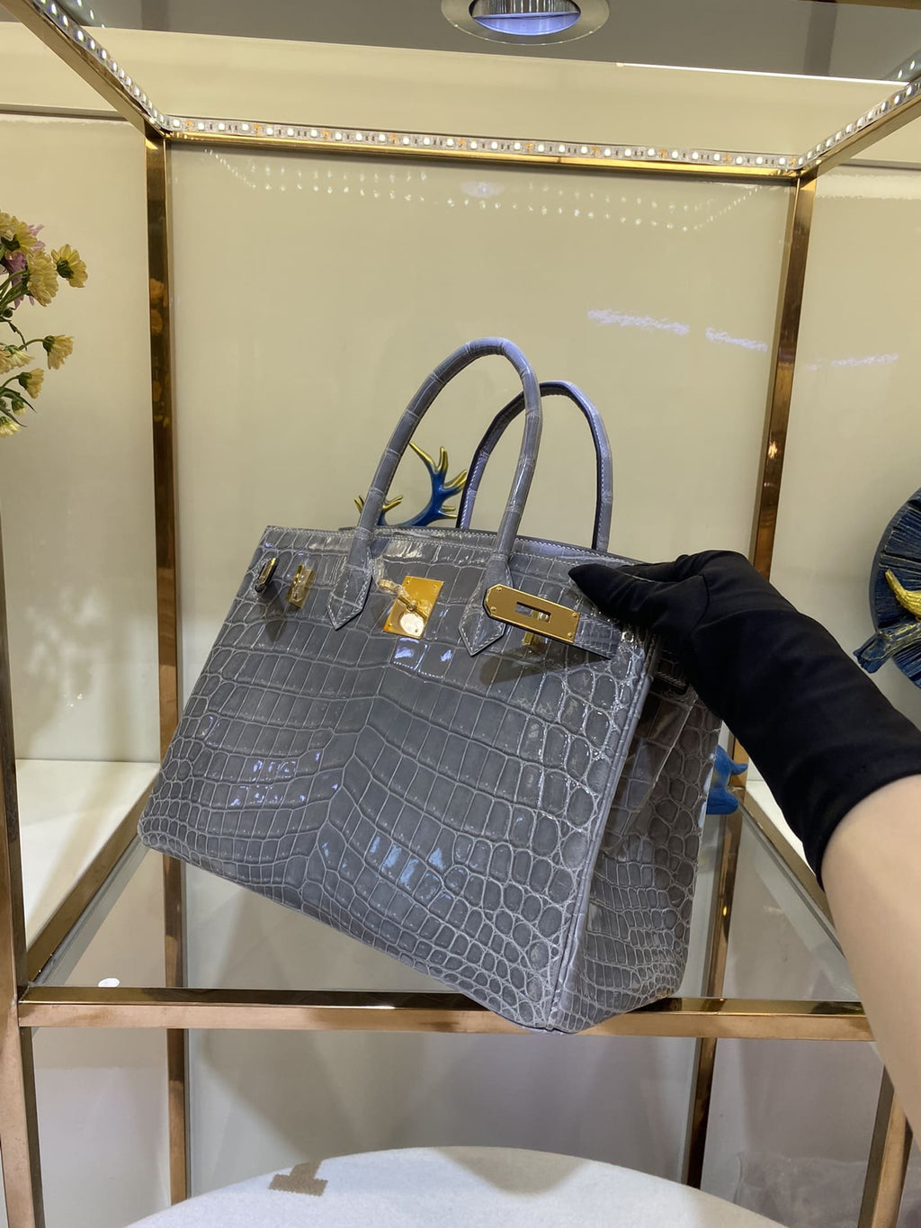 Hermès Birkin 30 Graphite Matte Alligator Gold Hardware