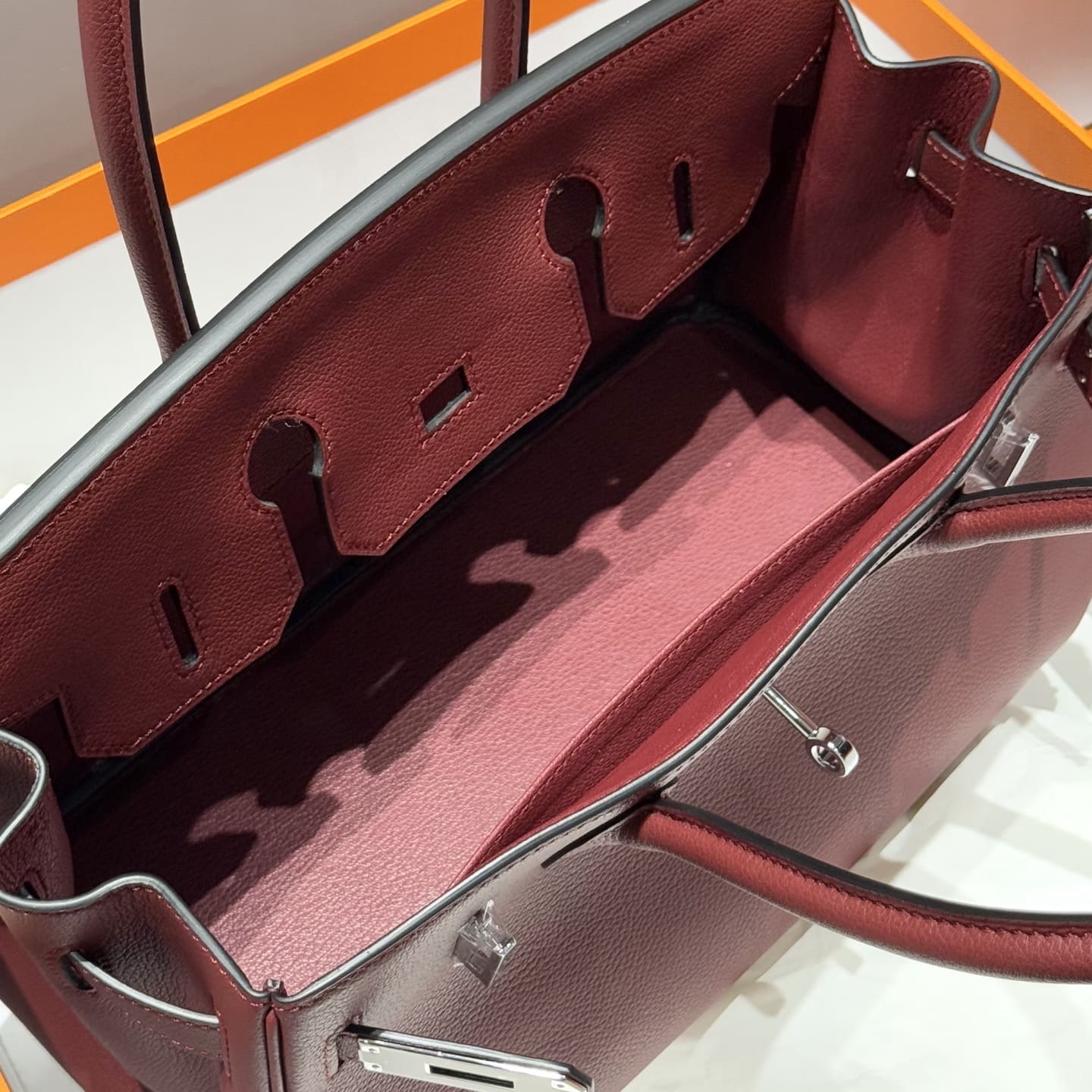 Hermès Rouge Evercolor Shoulder Birkin 29 Palladium Hardware