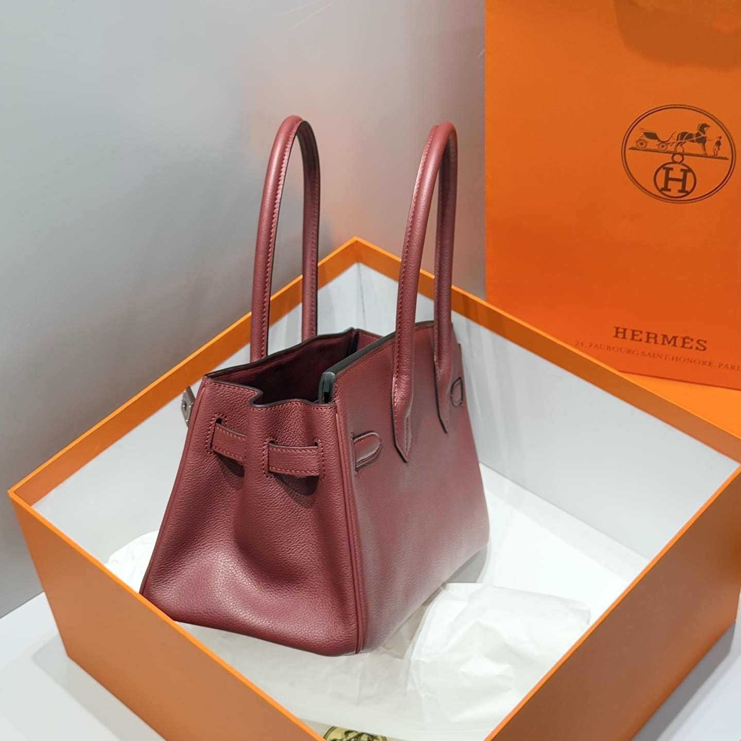 Hermès Rouge Evercolor Shoulder Birkin 29 Palladium Hardware