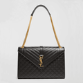 Saint Laurent Envelope Triquilt Large YSL Shoulder Bag in Grained Leather