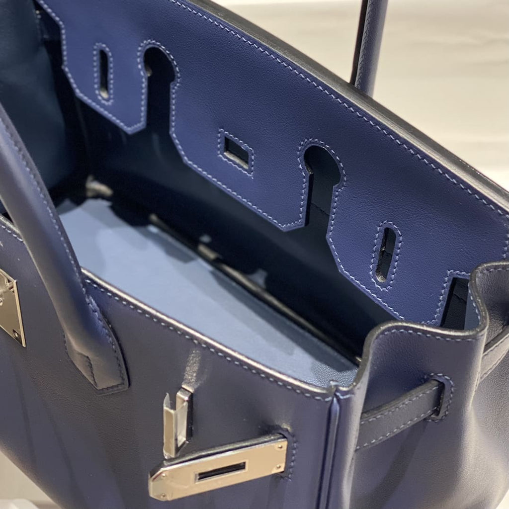 Hermès Blue Shoulder Birkin 29 Palladium Hardware