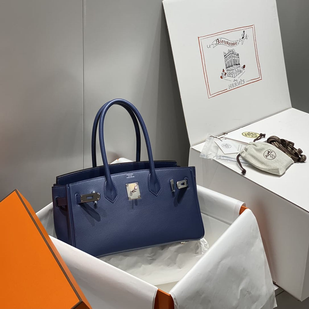 Hermès Blue Shoulder Birkin 29 Palladium Hardware